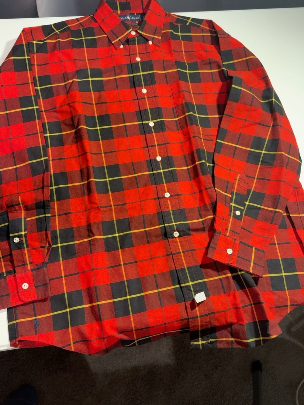 Vintage Polo Ralph Lauren The Big Oxford Plaid Shirt M 90s Oversized